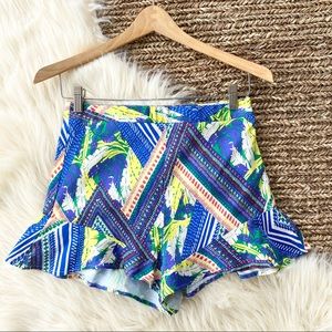 VESTIQUE hippie tropical boho ruffle shorts Sz S